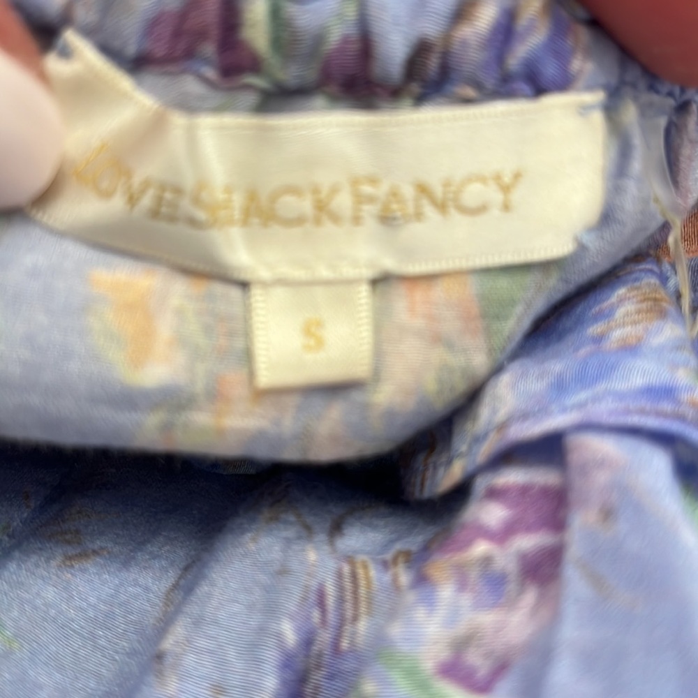 LoveShackFancy Lavender Floral Off-Shoulder Crop Top - Picture 4 of 5